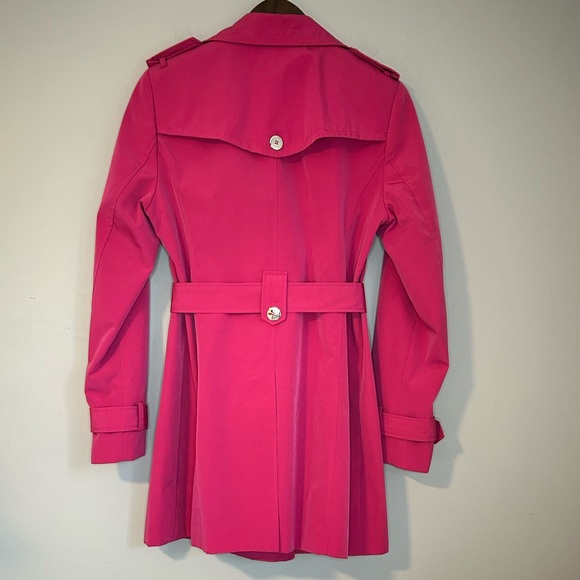Calvin Klein Fuchsia Double-Breasted Belted Trench Coat - Size Small - Picture 7 of 13